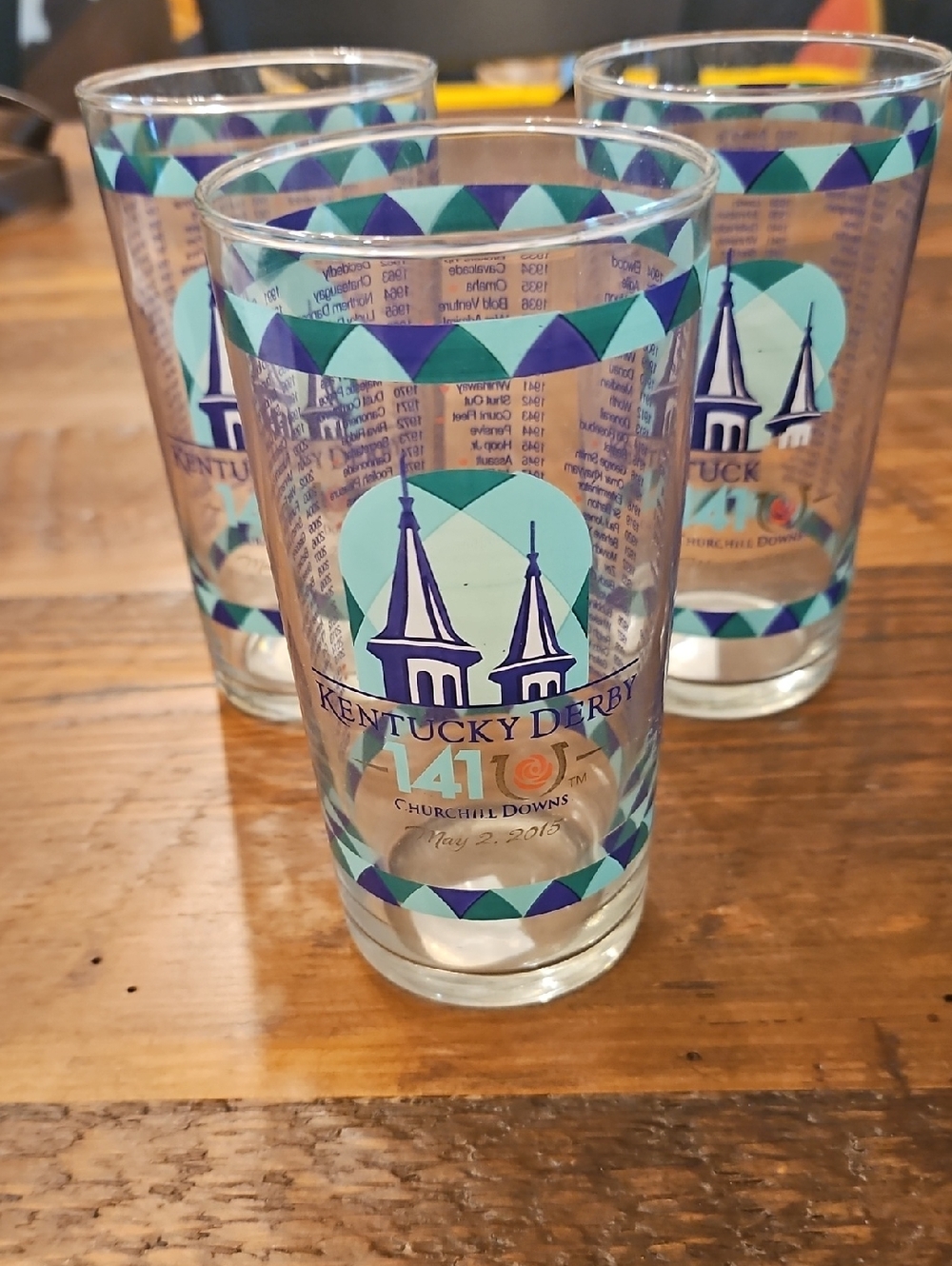 3 Vintage Kentucky Derby 141 Commemorative Pint Glass - Churchill Downs
